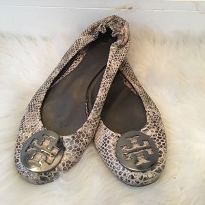 Snake Skin Embossed Tory Burch “Reva” Flats